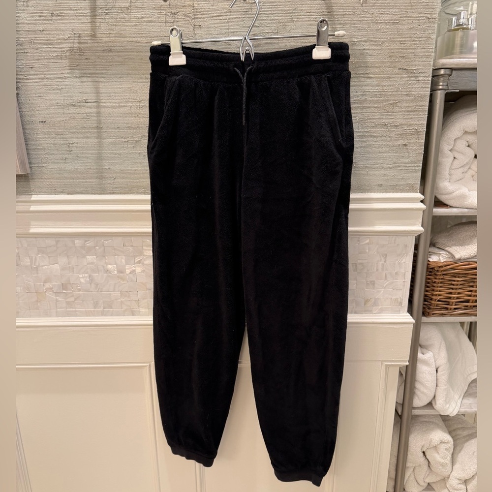 XL 14 Athleta girl fleece plush drawstring joggers pants drawstring black